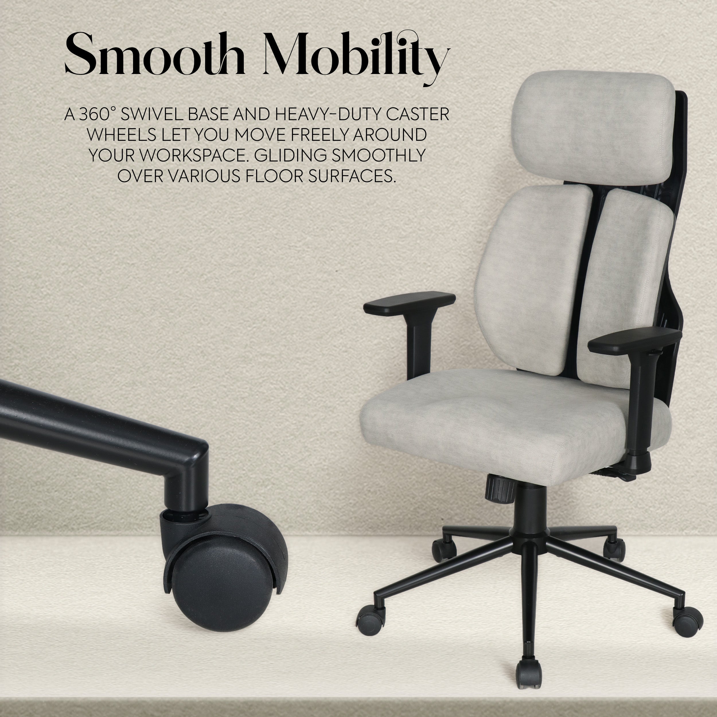 Lyla Ergonomic Office Chair with ErgoTek Comfort Pads - cream