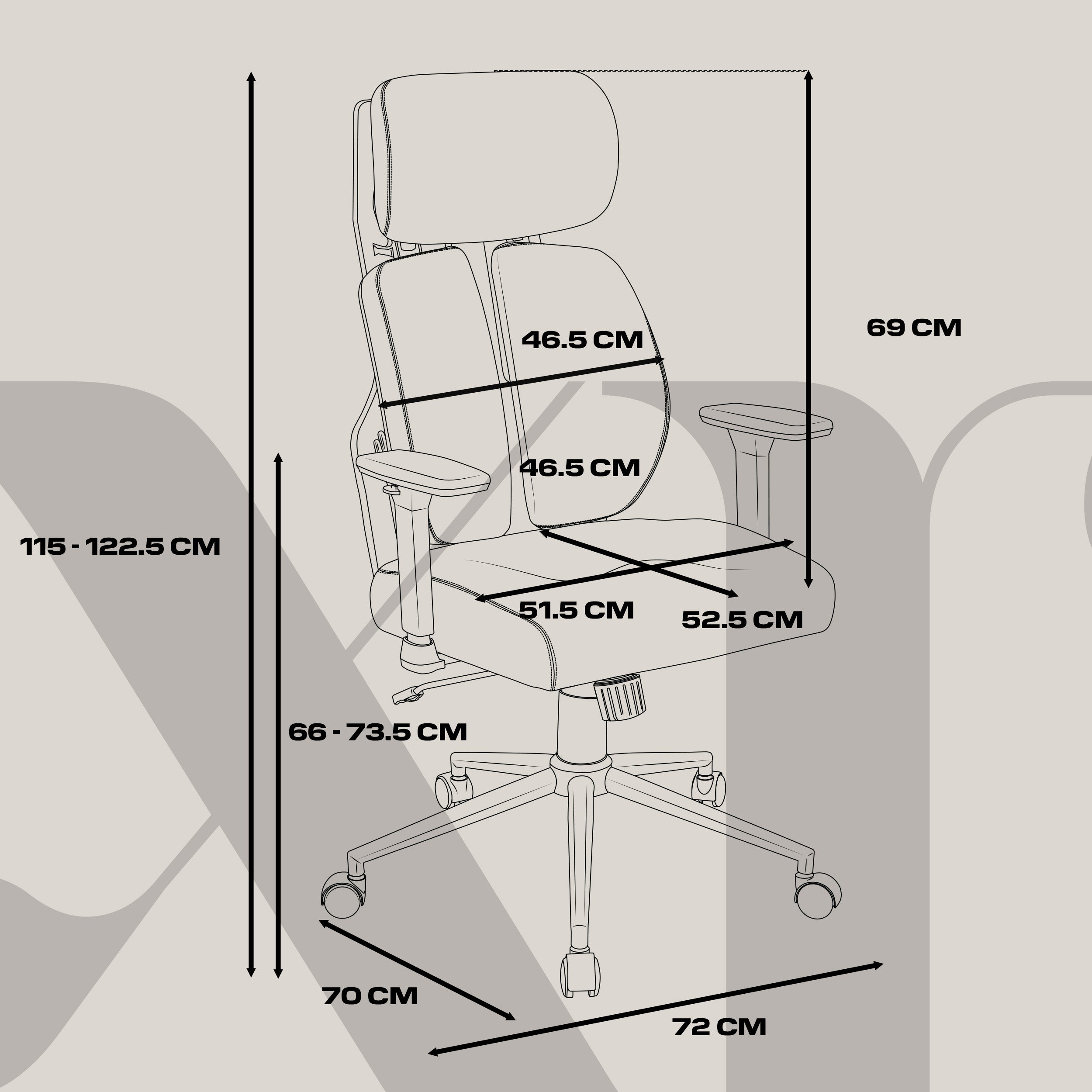 Lyla Ergonomic Office Chair with ErgoTek Comfort Pads - cream