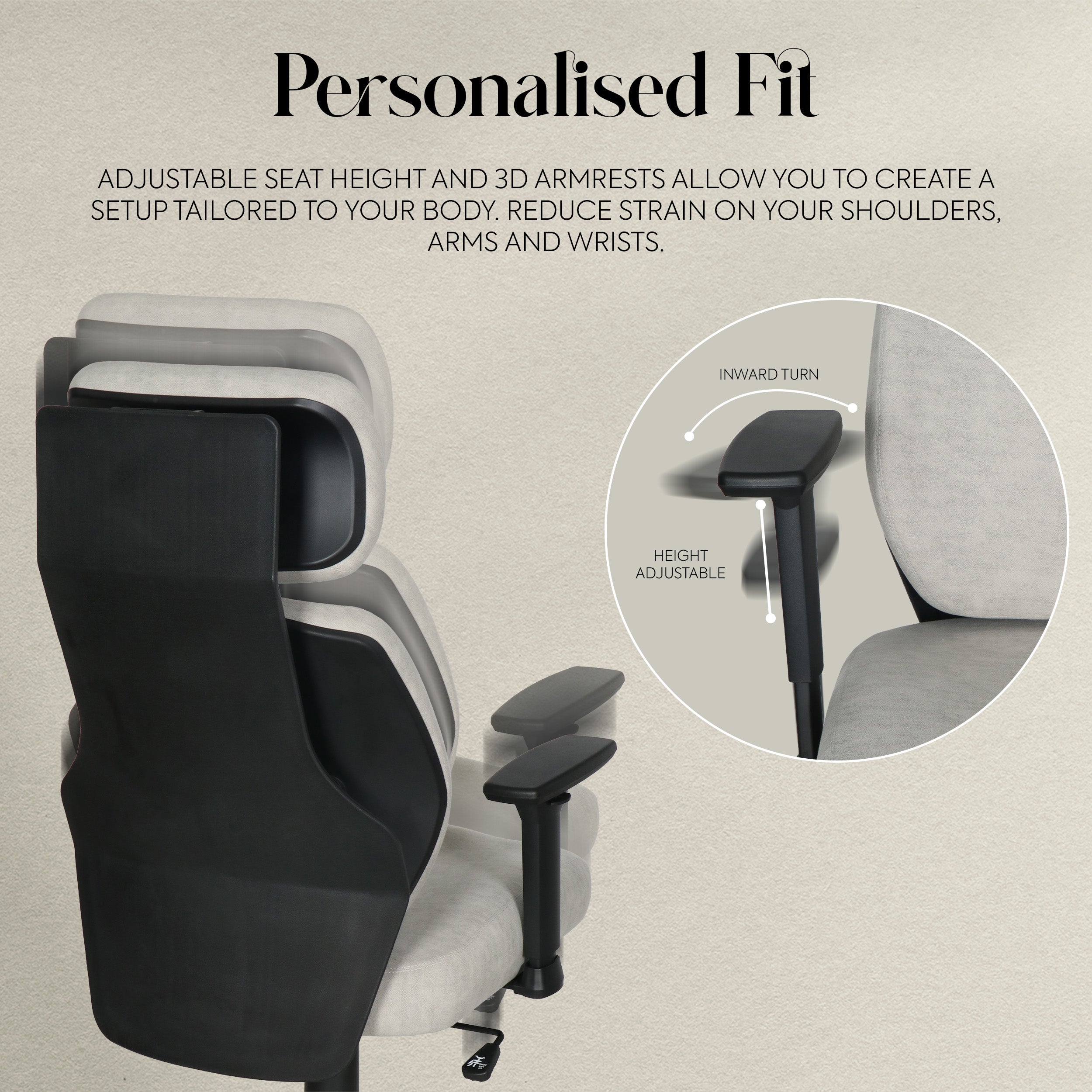 Lyla Ergonomic Office Chair with ErgoTek Comfort Pads - cream