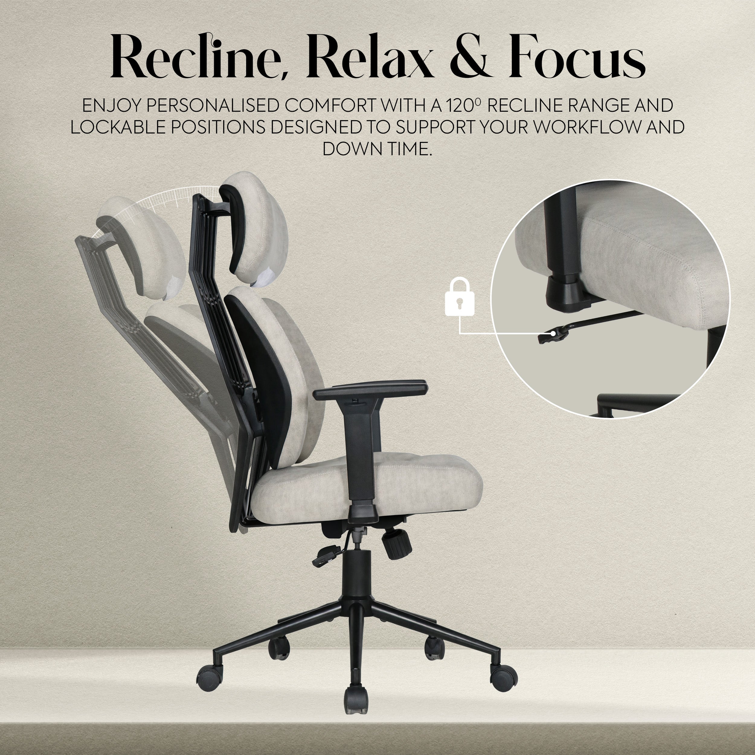 Lyla Ergonomic Office Chair with ErgoTek Comfort Pads - cream
