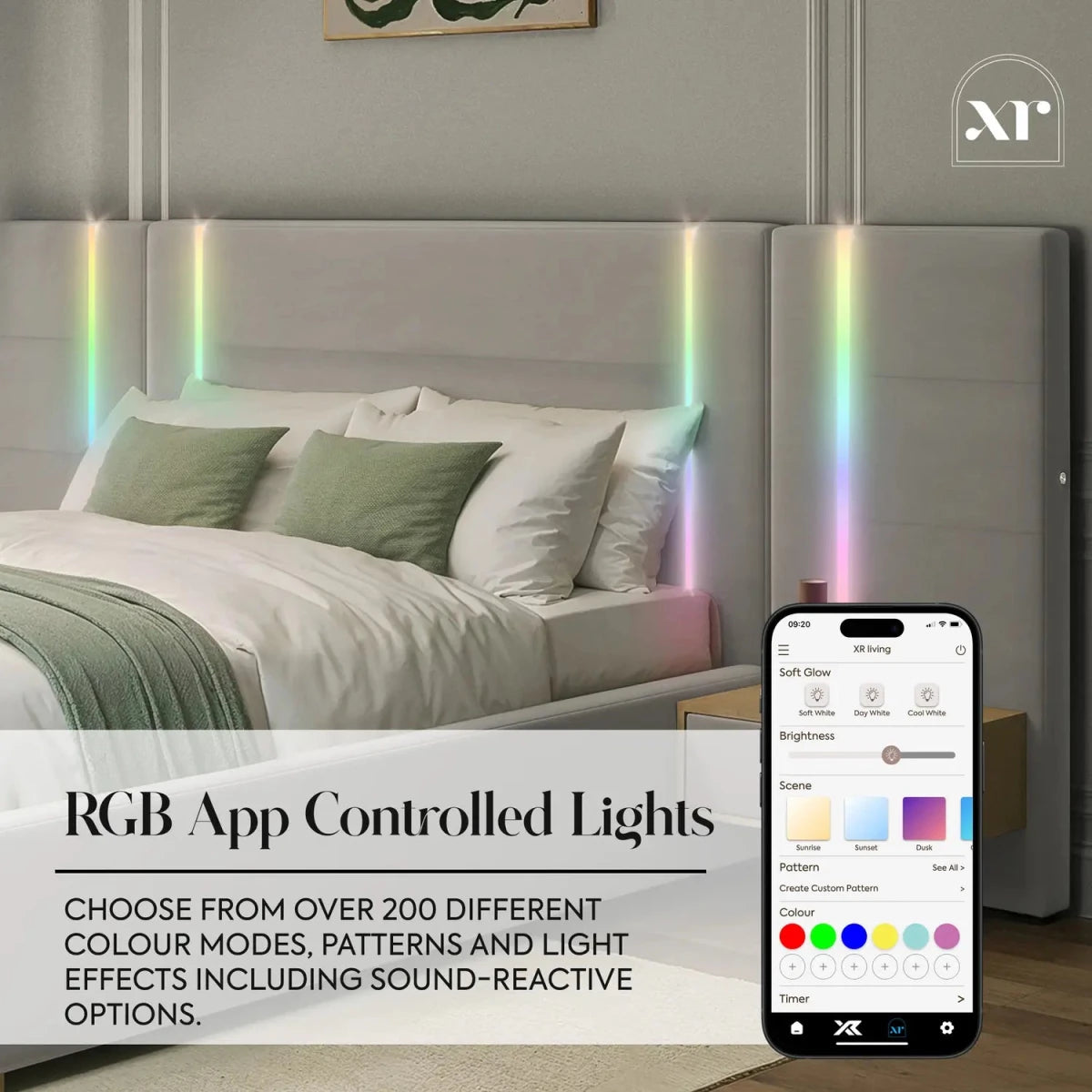 Amelia Ottoman Hotel Bed With Bedside Tables and App Controlled Lights - Grey (2 Sizes) - XR LivingOttoman Bed