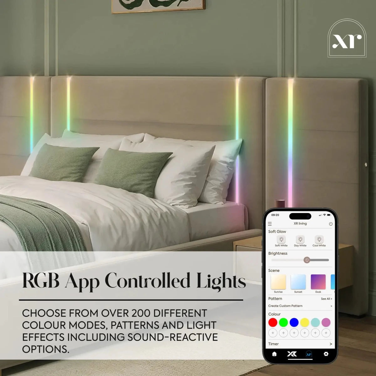 Amelia Ottoman Hotel Bed With Bedside Tables and App Controlled Lights - Natural Stone (2 Sizes) - XR LivingOttoman Bed