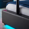 Ava Upholstered TV Bed with LED Lights - Black (4 Sizes) - XR LivingTV Bed
