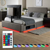 Ava Upholstered TV Bed with LED Lights - Grey (4 Sizes) - XR LivingTV Bed