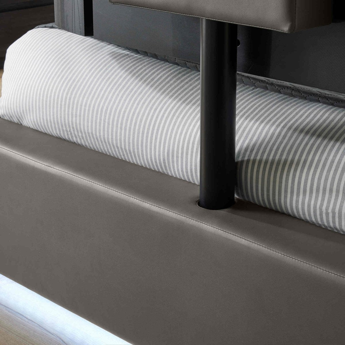 Ava Upholstered TV Bed with LED Lights - Grey (4 Sizes) - XR LivingTV Bed