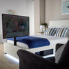 Ava Upholstered TV Bed with LED Lights - White (4 Sizes) - XR LivingTV Bed