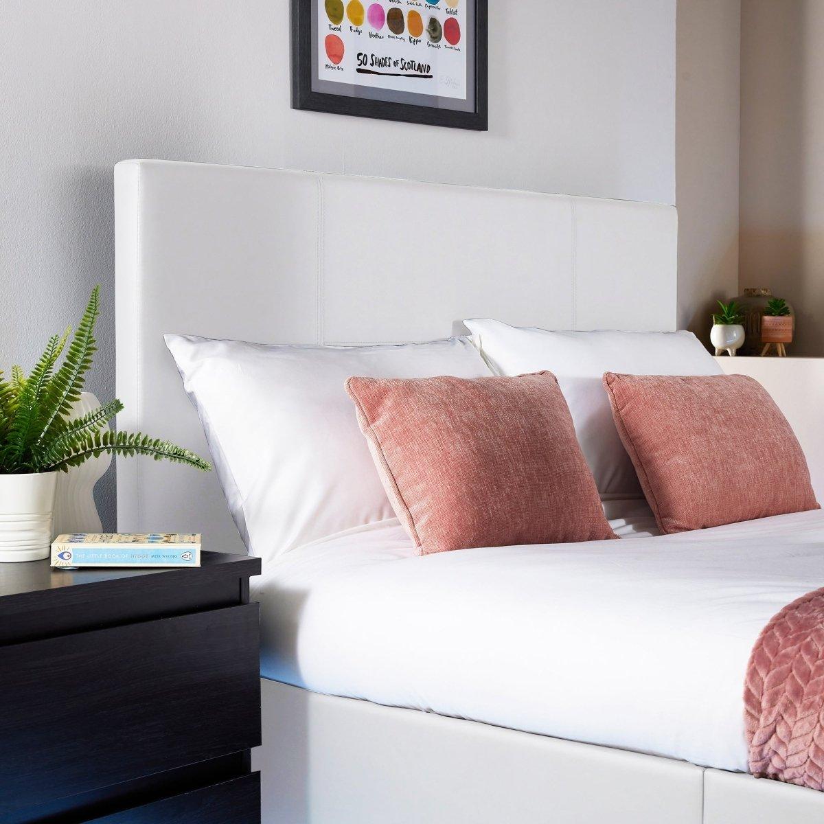 Ava Upholstered TV Bed with LED Lights - White (4 Sizes) - XR LivingTV Bed