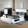 Ava Upholstered TV Bed with LED Lights - White (4 Sizes) - XR LivingTV Bed