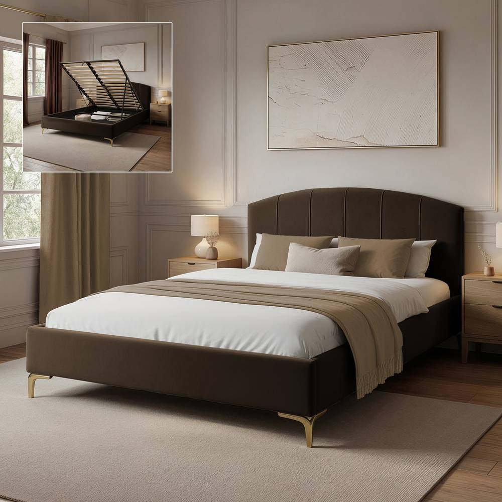 Avery Shadow Ottoman Bed - Brown Mocha - XR LivingBed Frame