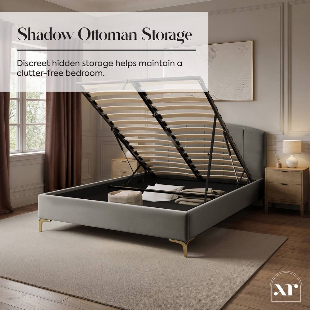 Avery Shadow Ottoman Bed - Grey - XR LivingBed Frame