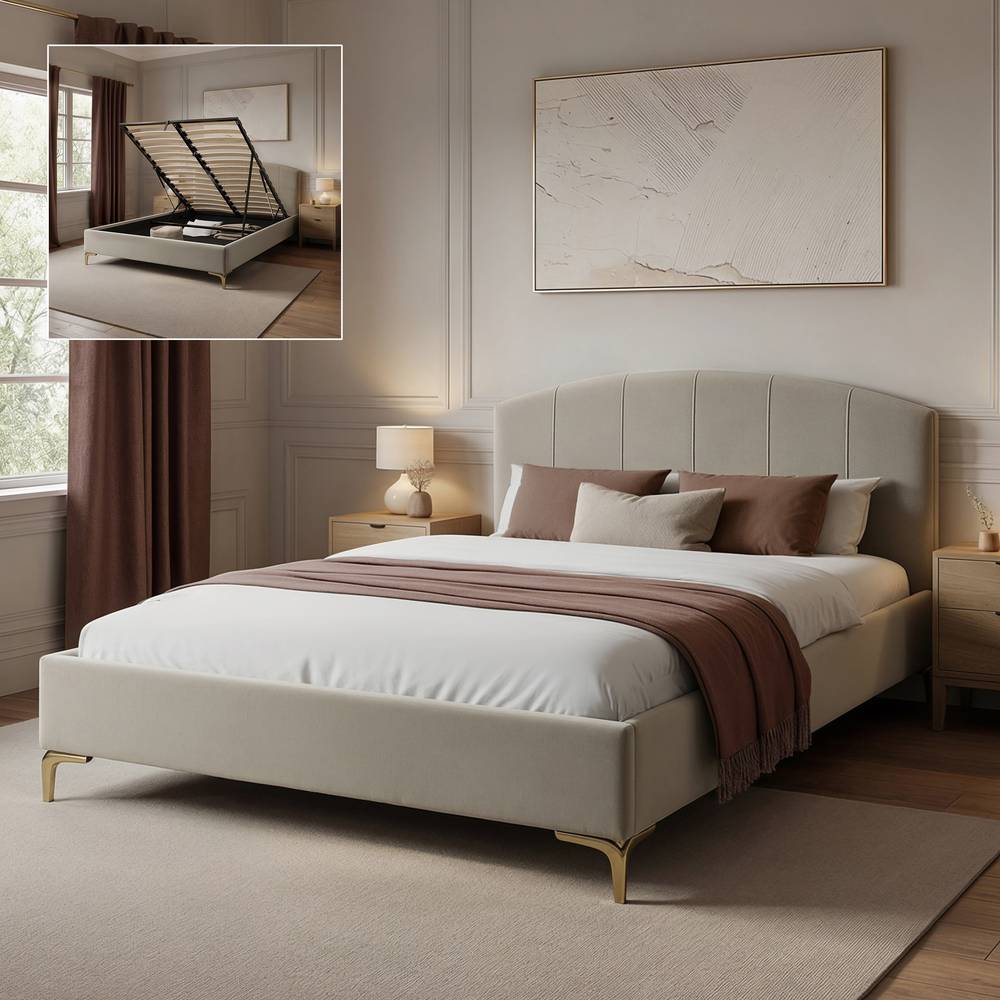 Avery Shadow Ottoman Bed - Natural Stone - XR LivingBed Frame