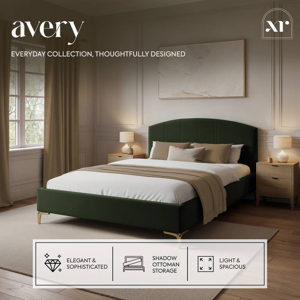 Avery Shadow Ottoman Bed - Olive Green - XR LivingBed Frame