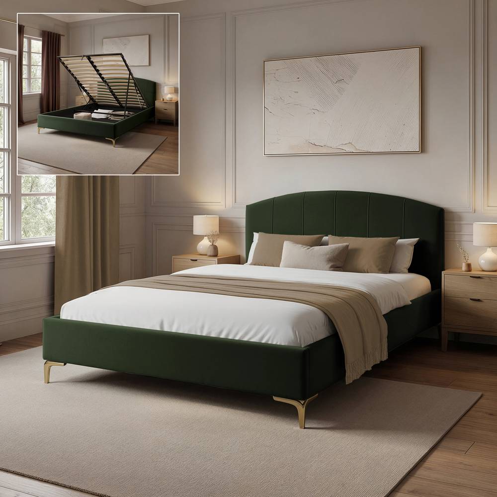 Avery Shadow Ottoman Bed - Olive Green - XR LivingBed Frame