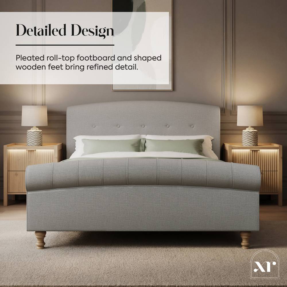 Camille Sleigh Shadow Ottoman Bed - Grey (2 Sizes) - XR LivingBed Frame