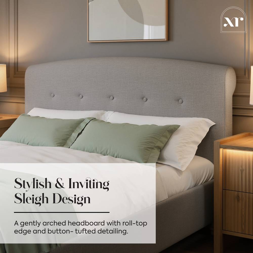 Camille Sleigh Shadow Ottoman Bed - Grey (2 Sizes) - XR LivingBed Frame