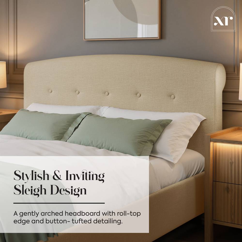 Camille Sleigh Shadow Ottoman Bed - Natural Stone (2 Sizes) - XR LivingBed Frame