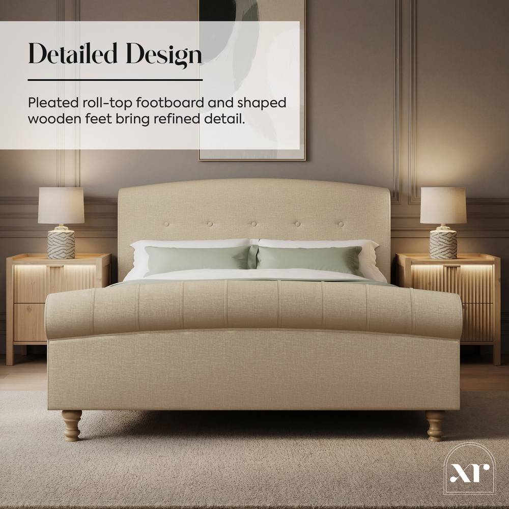 Camille Sleigh Shadow Ottoman Bed - Natural Stone (2 Sizes) - XR LivingBed Frame