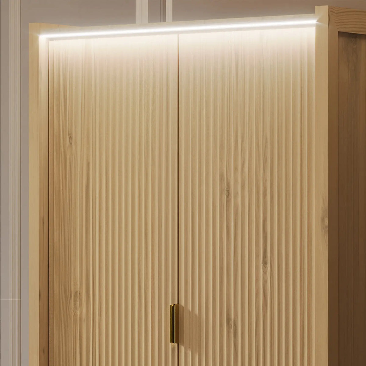 Dakota Two Door Wardrobe with Two Drawers and App Controlled LED Lights - Wild Oak