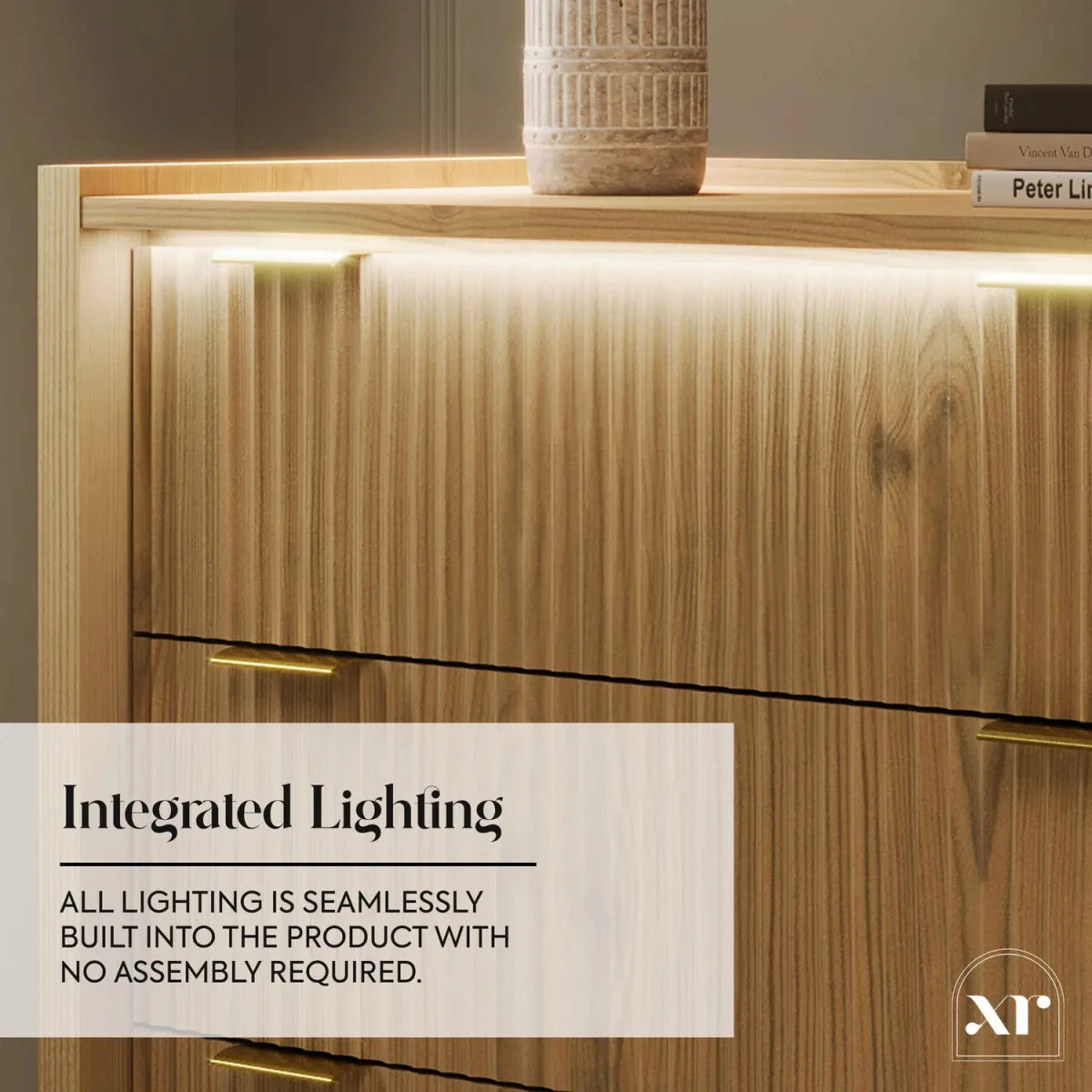 Dakota Chest of Four Drawers with App Controlled LED Lights - Wild Oak - XR LivingChest of Drawers