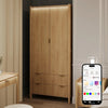 Dakota Two Door Wardrobe with Two Drawers and App Controlled LED Lights - Wild Oak - XR LivingWardrobe