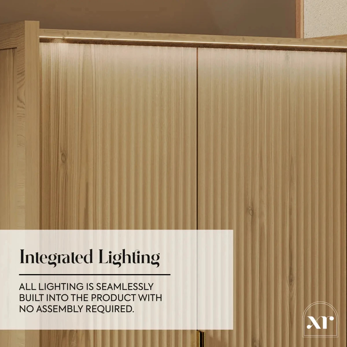 Dakota Two Door Wardrobe with Two Drawers and App Controlled LED Lights - Wild Oak - XR LivingWardrobe