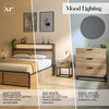 Denver Bedside Table With App Controlled LED Lights - Oak / Black - XR LivingFurniture
