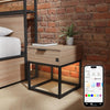 Denver Bedside Table With App Controlled LED Lights - Oak / Black - XR LivingFurniture