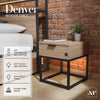 Denver Bedside Table With App Controlled LED Lights - Oak / Black - XR LivingFurniture