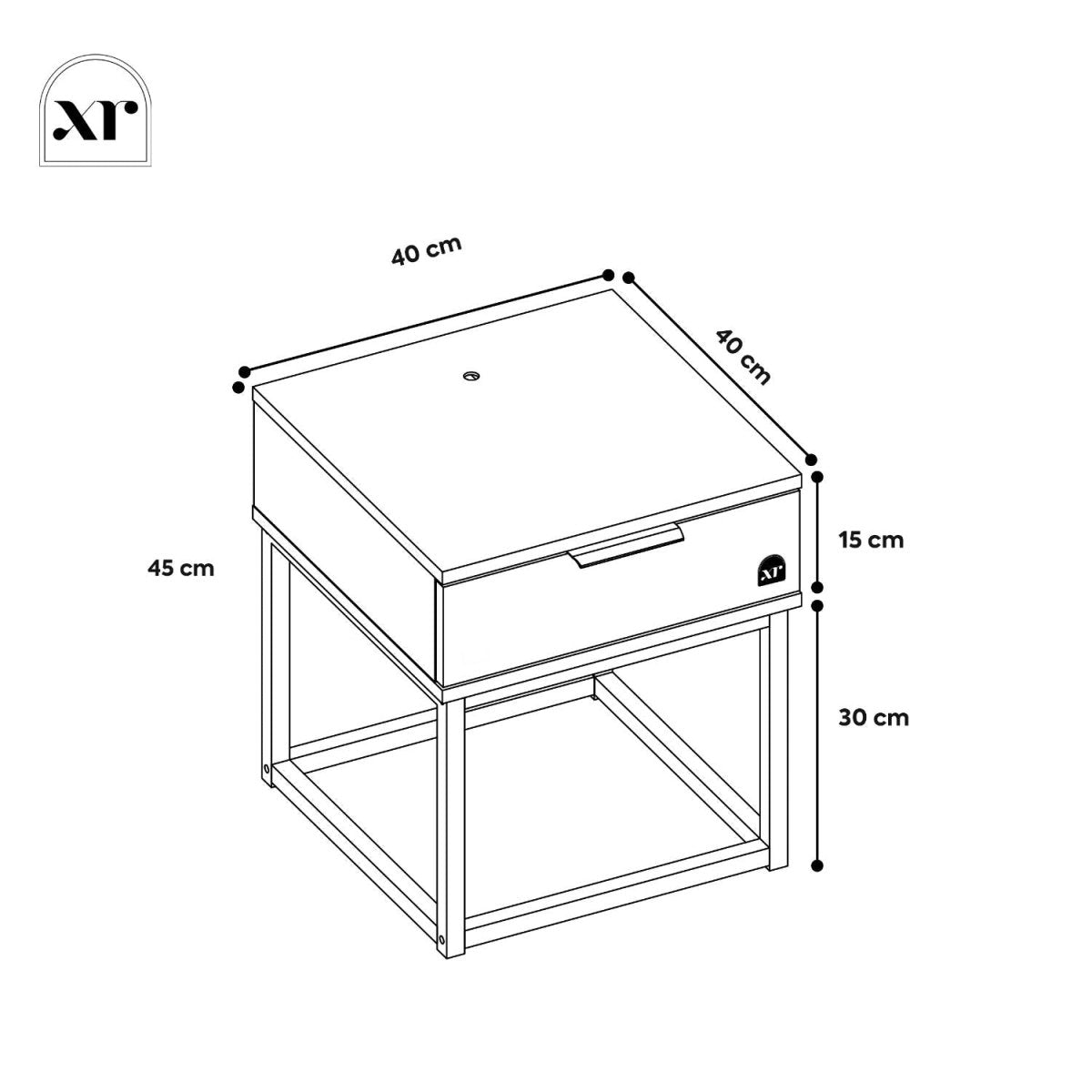 Denver Bedside Table With App Controlled LED Lights - Oak / Black - XR LivingFurniture