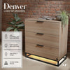 Denver Chest Of 3 Drawers with App Controlled LED Lights - Oak / Black - XR LivingFurniture