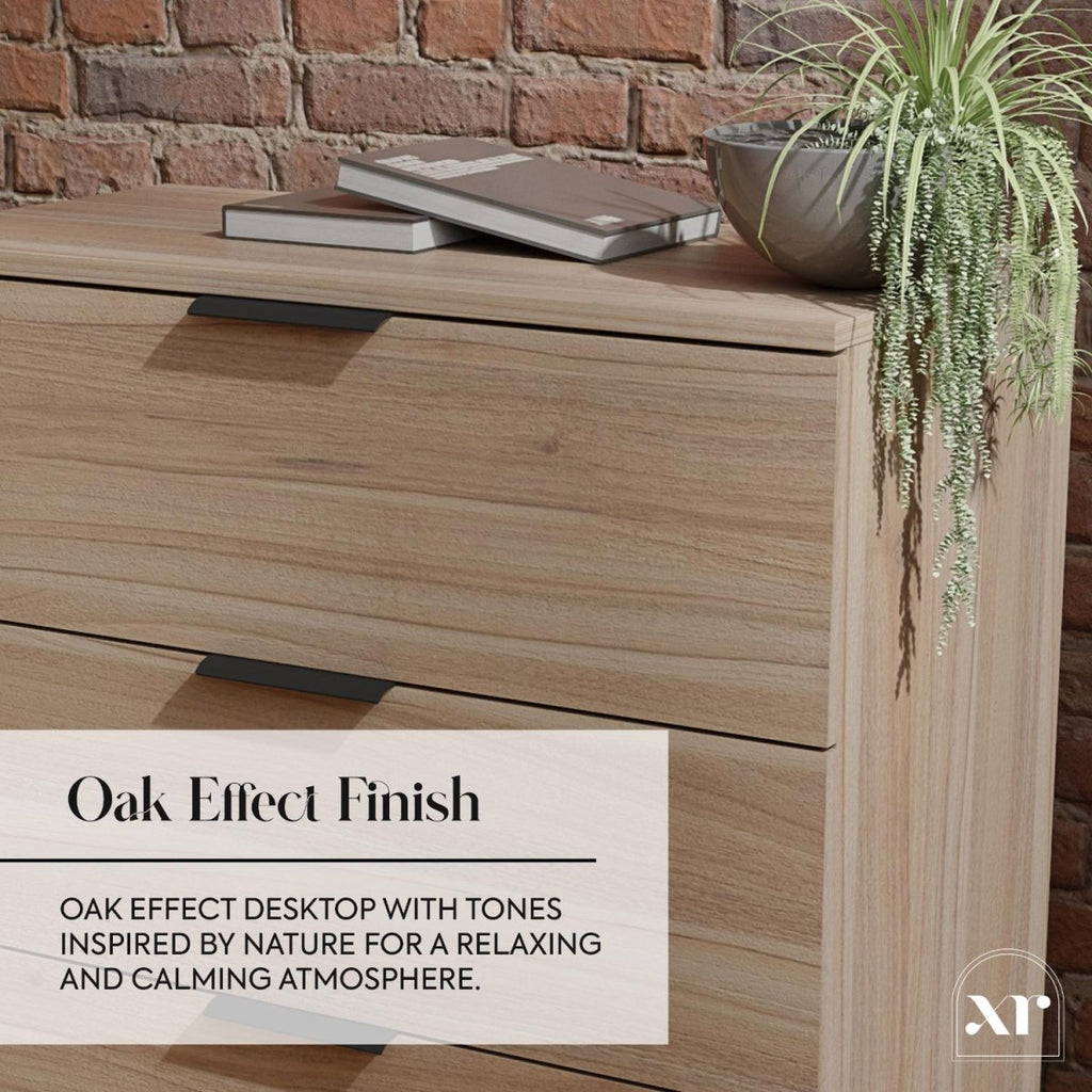 Denver Chest Of 3 Drawers with App Controlled LED Lights - Oak / Black - XR LivingFurniture
