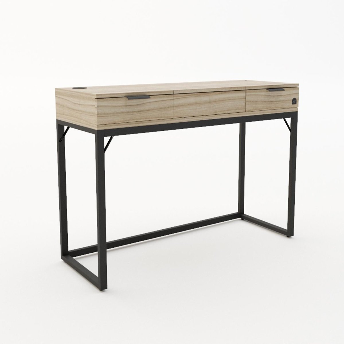 Denver Dressing Table With Mirror, Wireless Charging and App Controlled LED Lights - Oak / Black - XR LivingFurniture