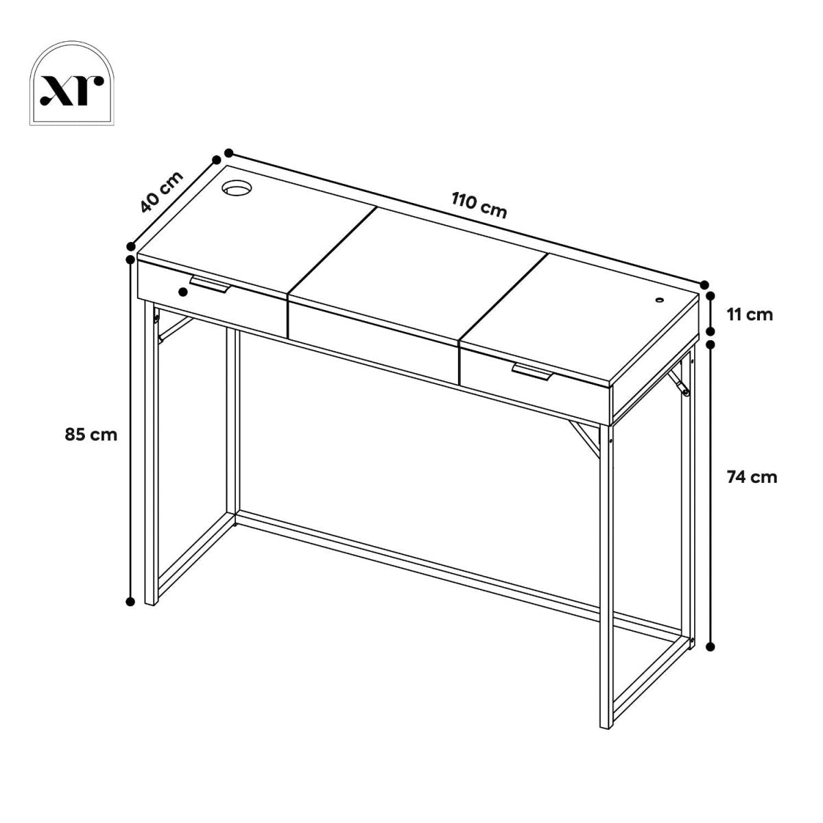 Denver Dressing Table With Mirror, Wireless Charging and App Controlled LED Lights - Oak / Black - XR LivingFurniture