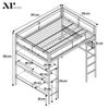 Denver High Sleeper Bunk Bed With Desk DOUBLE - Black - XR LivingHigh Sleeper Bed