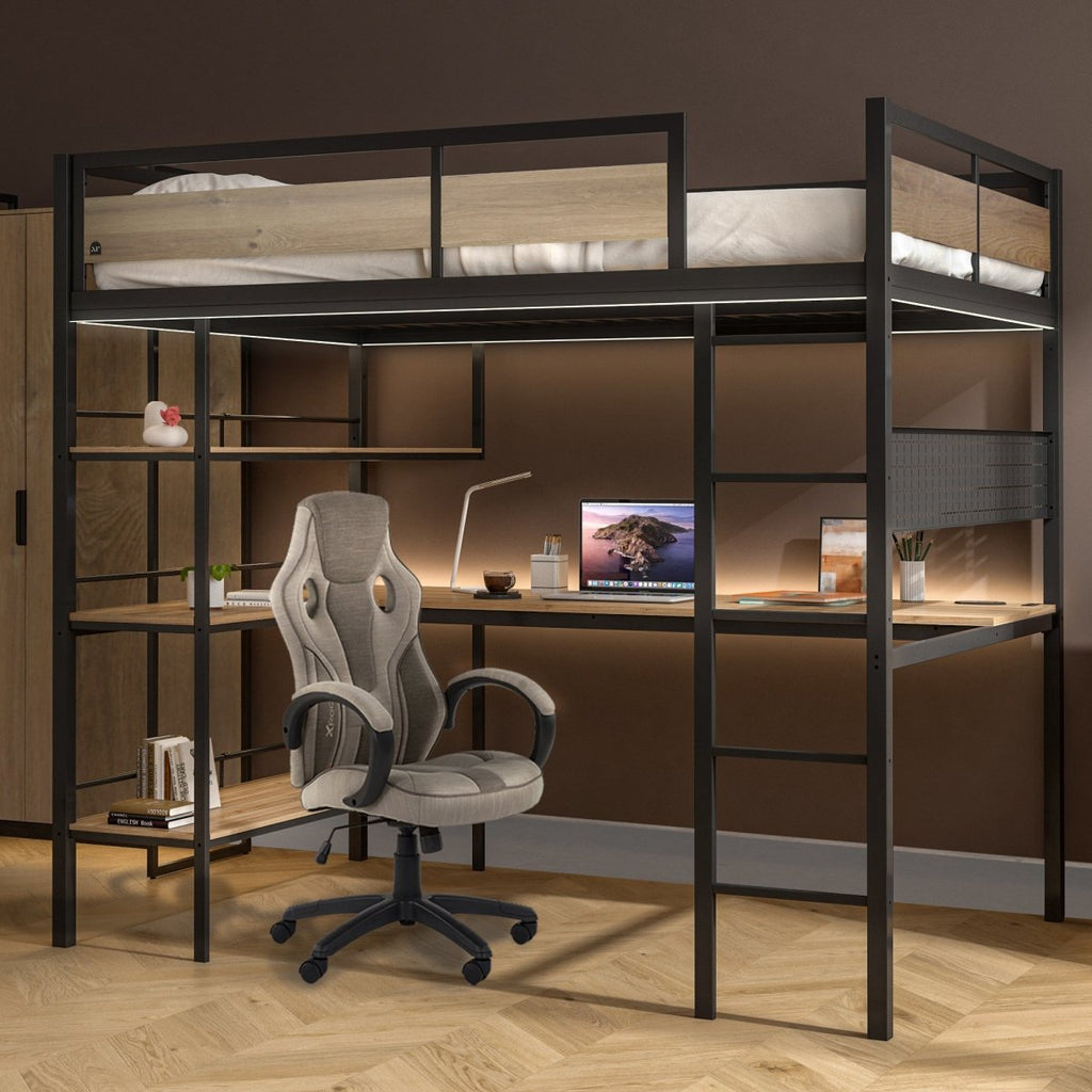 Denver High Sleeper Bunk Bed With Desk DOUBLE - Black - XR LivingHigh Sleeper Bed