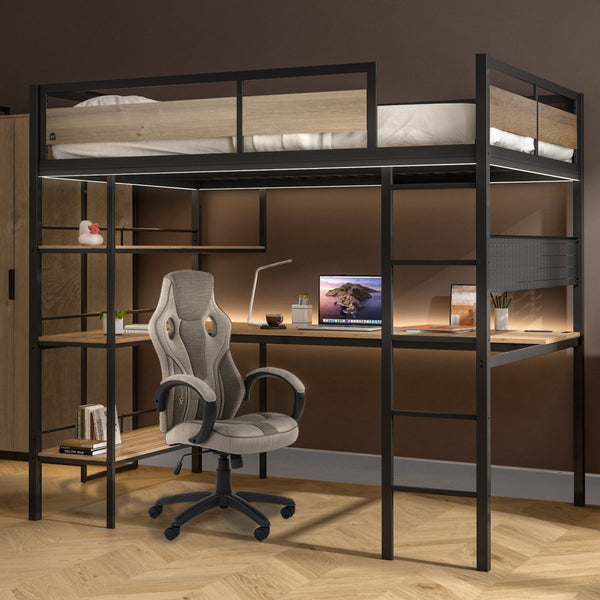 Denver High Sleeper Bunk Bed With Desk DOUBLE - Black - XR LivingHigh Sleeper Bed