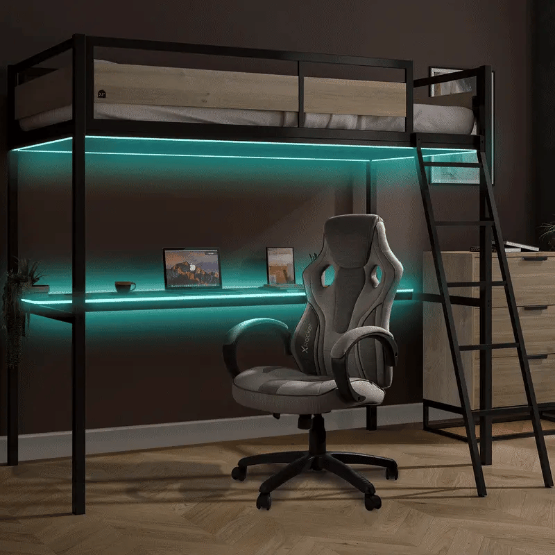 Denver High Sleeper Bunk Bed With Desk SINGLE - Black - XR LivingHigh Sleeper Bed