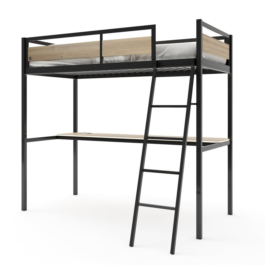 Denver High Sleeper Bunk Bed With Desk SINGLE - Black - XR LivingHigh Sleeper Bed
