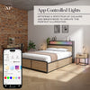 Denver Ottoman Bed With App Controlled LED Lighting - Oak / Black (2 Sizes) - XR LivingOttoman Bed