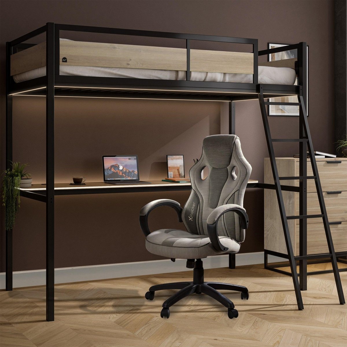 Denver Single High Sleeper With App Controlled LED Lighting - Black - XR LivingHigh Sleeper Bed