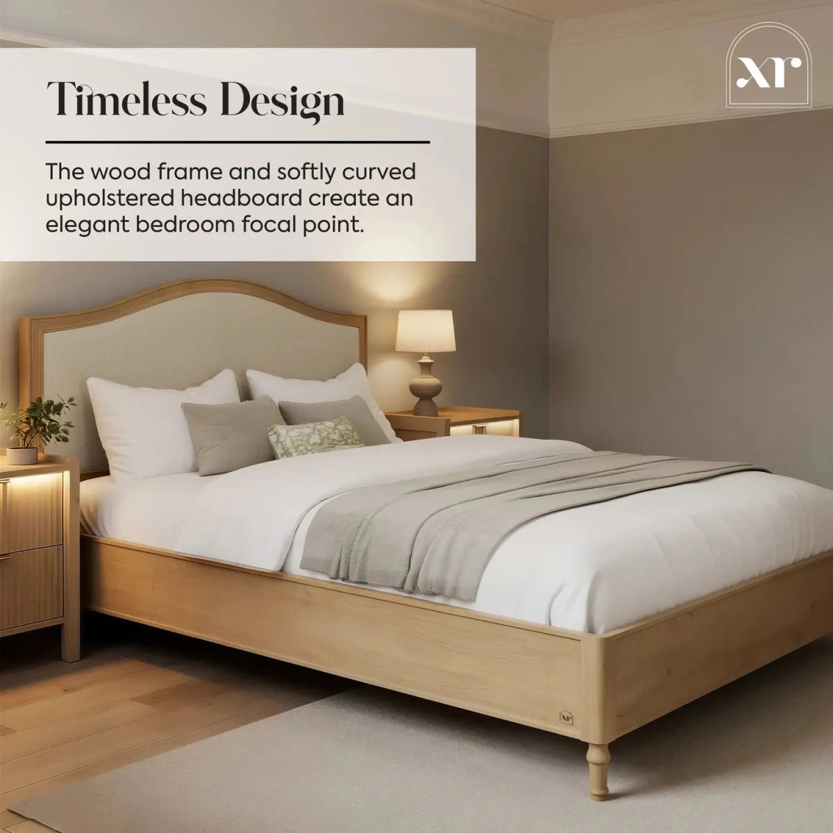 Emy French Style Shadow Ottoman Wooden Bed Frame - Oak / Natural (2 Sizes) - XR LivingBed Frame