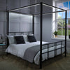Fern Four Poster Double Bed with LED Lighting - Black - XR Living