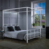 Fern Four Poster Double Bed with LED Lighting - White - XR Living