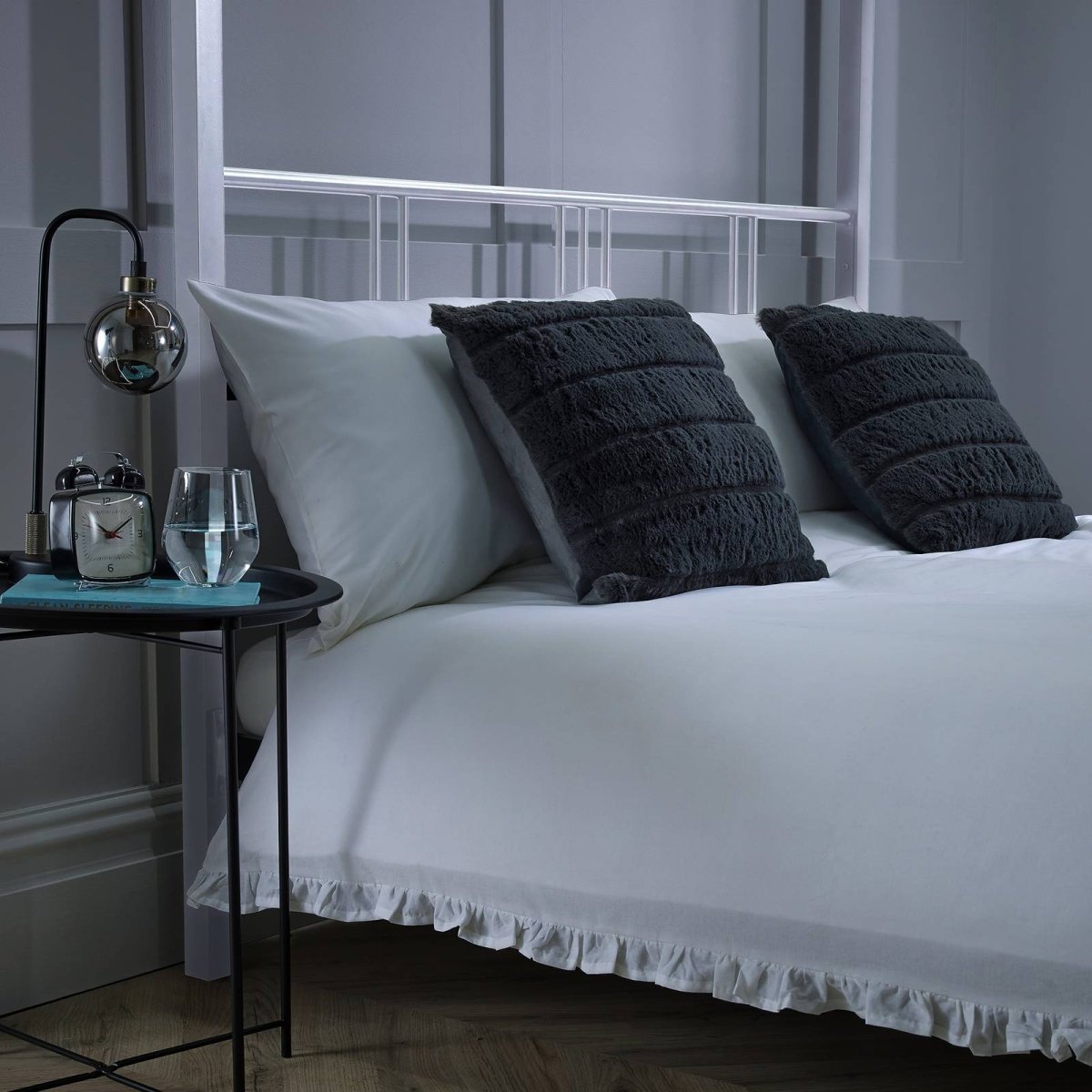 Fern Four Poster Double Bed with LED Lighting - White - XR Living