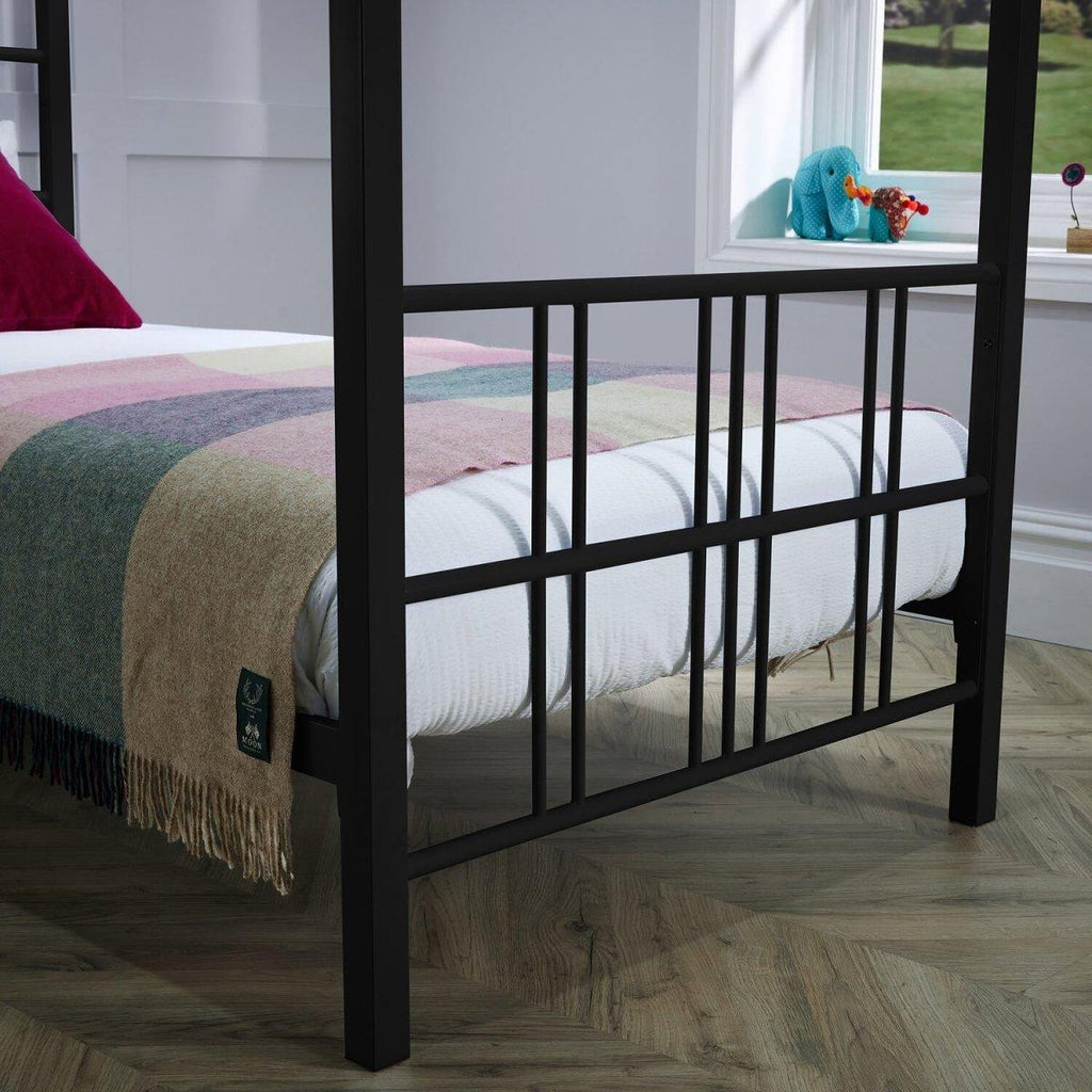 Fern Four Poster Single Bed with LED Lighting - Black - XR LivingFour Poster Bed