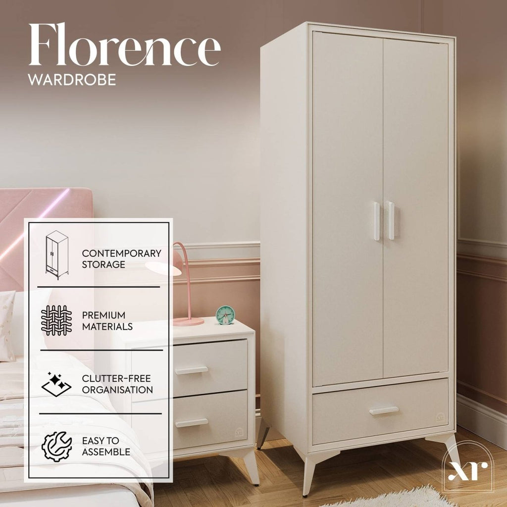 Florence Canvas 2 Door Wardrobe - Natural - XR LivingWardrobe