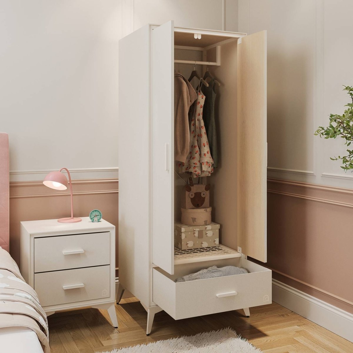 Florence Canvas 2 Door Wardrobe - Natural - XR LivingWardrobe