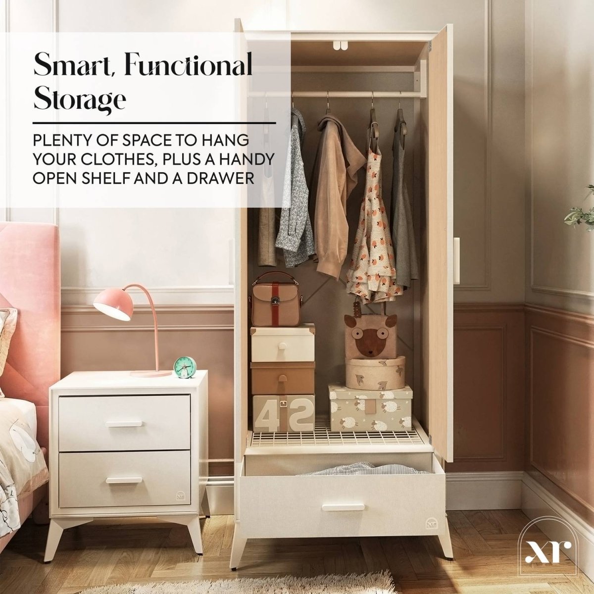 Florence Canvas 2 Door Wardrobe - Natural - XR LivingWardrobe