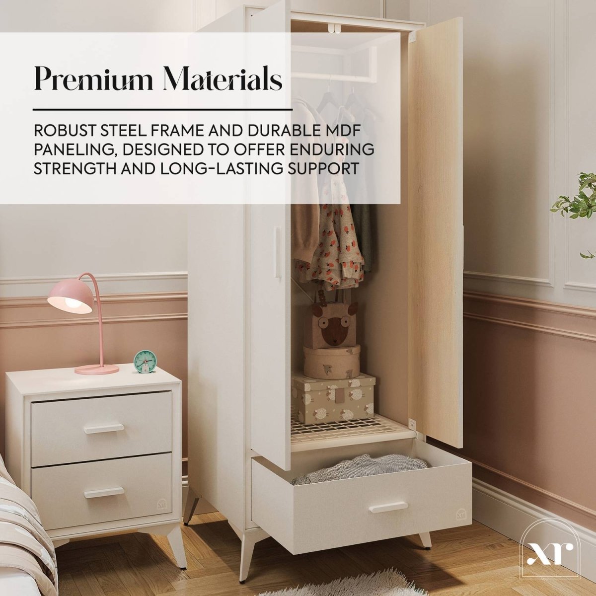Florence Canvas 2 Door Wardrobe - Natural - XR LivingWardrobe