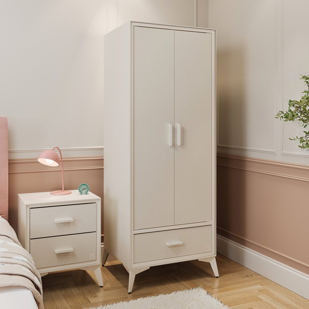 Florence Canvas 2 Door Wardrobe - Natural - XR LivingWardrobe